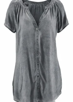 Damen bonprix Bekleidung·Jacken & Mäntel|Blusen & Tuniken|Kurzarmbluse aus reiner Baumwolle
