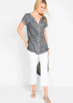 Damen bonprix Bekleidung·Jacken & Mäntel|Blusen & Tuniken|Kurzarmbluse aus reiner Baumwolle