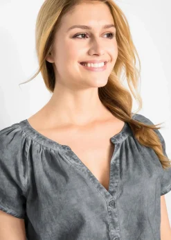 Damen bonprix Bekleidung·Jacken & Mäntel|Blusen & Tuniken|Kurzarmbluse aus reiner Baumwolle