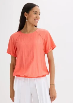 Damen bonprix Bekleidung·Jacken & Mäntel|Blusen & Tuniken|Kurzarmbluse aus softem Viskose-Mix