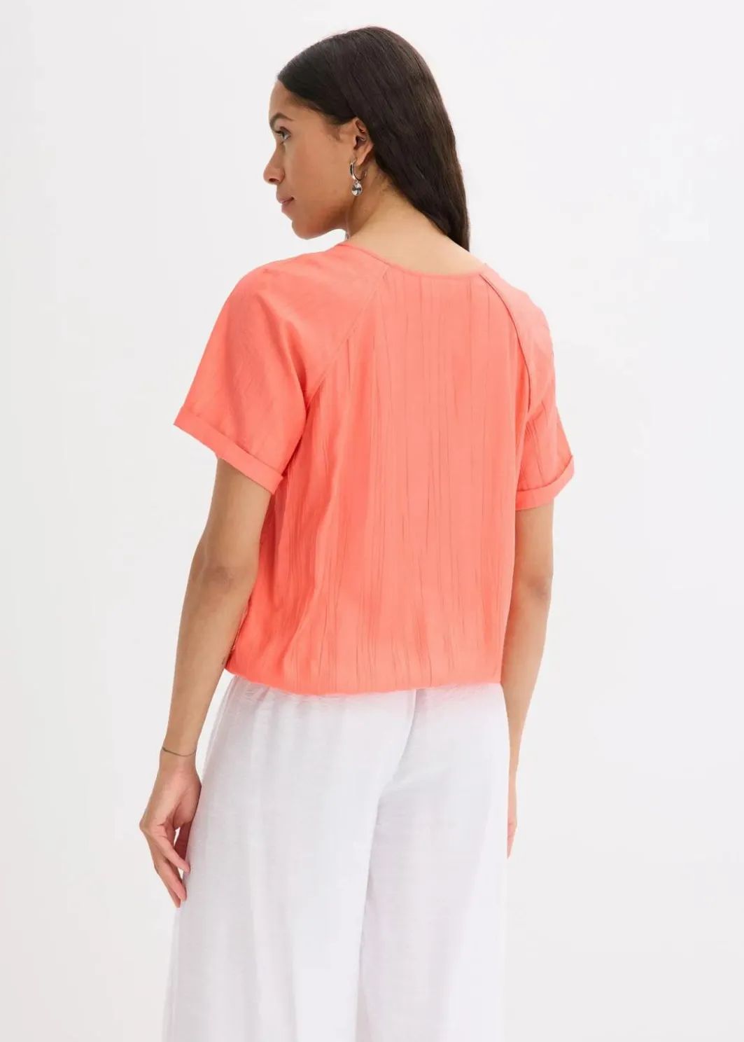 Damen bonprix Bekleidung·Jacken & Mäntel|Blusen & Tuniken|Kurzarmbluse aus softem Viskose-Mix