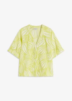 Damen bonprix Bekleidung·Jacken & Mäntel|Blusen & Tuniken|Kurzarmbluse in Leinenoptik