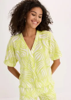 Damen bonprix Bekleidung·Jacken & Mäntel|Blusen & Tuniken|Kurzarmbluse in Leinenoptik