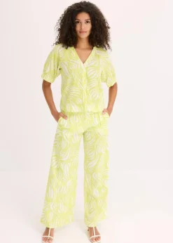 Damen bonprix Bekleidung·Jacken & Mäntel|Blusen & Tuniken|Kurzarmbluse in Leinenoptik