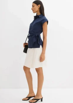Damen bonprix Bekleidung·Jacken & Mäntel|Blusen & Tuniken|Kurzarmbluse mit Bindedetail