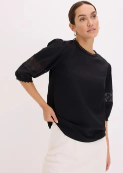 Best Kurzarmbluse mit Leinenanteil Damen Blusen & Tuniken