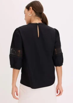 Best Kurzarmbluse mit Leinenanteil Damen Blusen & Tuniken
