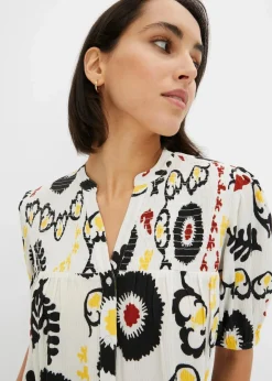 Best Kurzarmbluse mit Smockdetail aus strukturierter Viskose Damen Bekleidung·Jacken & Mäntel|Blusen & Tuniken