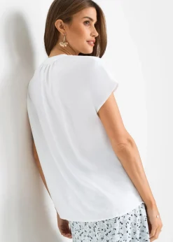 Damen bonprix Bekleidung·Jacken & Mäntel|Blusen & Tuniken|Kurzarmbluse mit verdeckter Knopfleiste