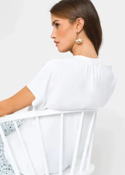 Damen bonprix Bekleidung·Jacken & Mäntel|Blusen & Tuniken|Kurzarmbluse mit verdeckter Knopfleiste