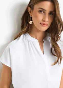 Damen bonprix Bekleidung·Jacken & Mäntel|Blusen & Tuniken|Kurzarmbluse mit verdeckter Knopfleiste