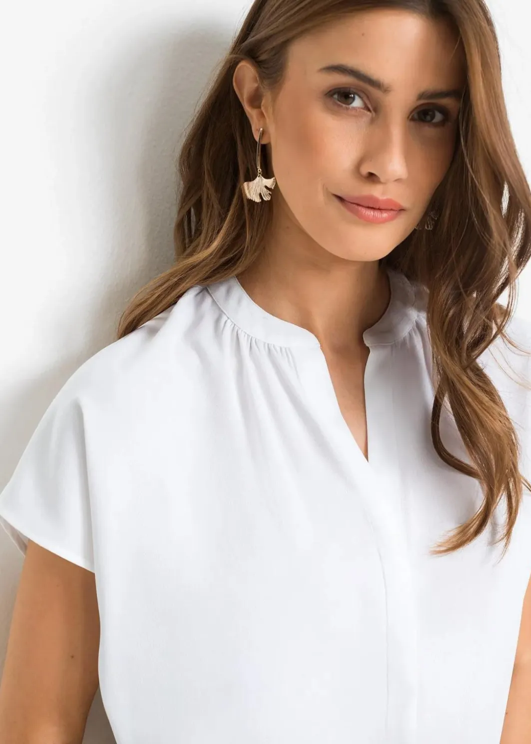 Damen bonprix Bekleidung·Jacken & Mäntel|Blusen & Tuniken|Kurzarmbluse mit verdeckter Knopfleiste