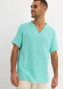 Sale Kurzarmhemd aus luftigem Musselin Herren Hemden|Große Größen