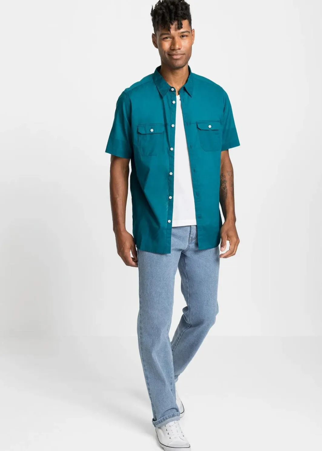 Herren bonprix Hemden|Basics|Kurzarmhemd aus reiner Baumwolle
