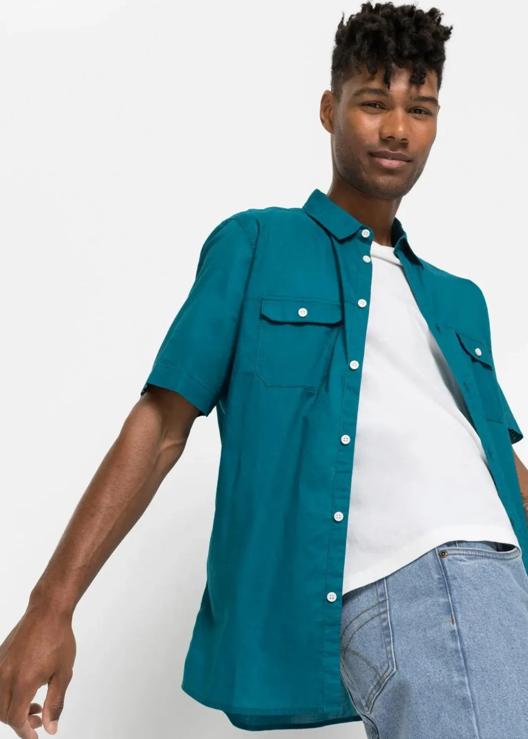 Herren bonprix Hemden|Basics|Kurzarmhemd aus reiner Baumwolle