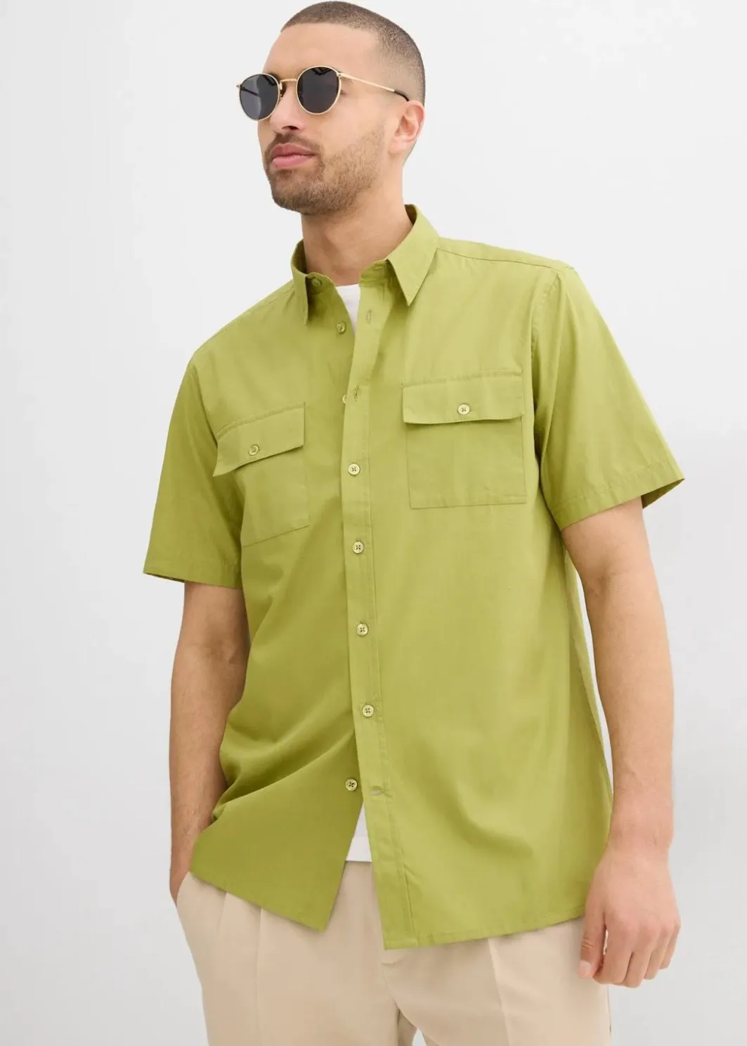 Herren bonprix Hemden|Basics|Kurzarmhemd aus reiner Baumwolle