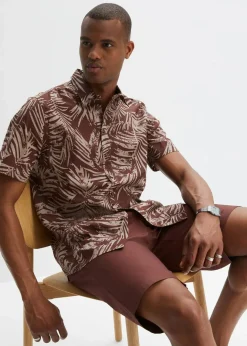 Herren bonprix Strandmode|Große Größen|Kurzarmhemd aus reiner Baumwolle