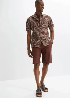 Herren bonprix Strandmode|Große Größen|Kurzarmhemd aus reiner Baumwolle