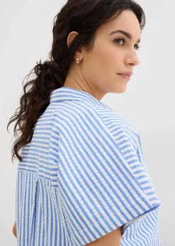 Online Kurzarmhemd aus Seersucker Damen Bekleidung·Jacken & Mäntel|Blusen & Tuniken