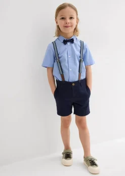 Outlet Kurzarmhemd, Chino-Bermuda, Hosenträger und Fliege (4-tlg.Set) Kinder Jungen 2-8 Jahre·Anzüge & Hemden