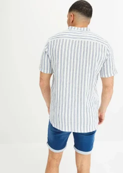 Herren bonprix Große Größen|Hemden|Kurzarmhemd in Crinkle-Optik