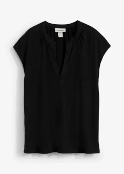 Damen bonprix Shirts & Tops|Nachhaltigere Materialien|Kurzarmshirt mit Henley-Ausschnitt aus Viskosemix