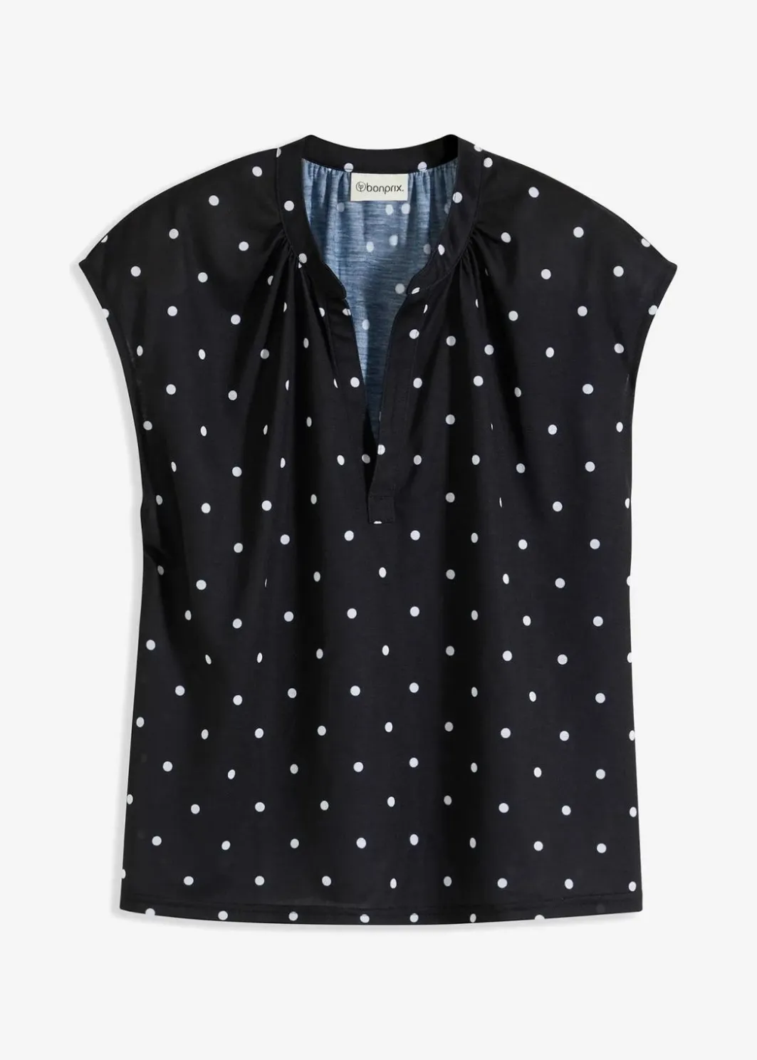 Damen bonprix Nachhaltigere Materialien|Shirts & Tops|Kurzarmshirt mit Henley-Ausschnitt aus Viskosemix