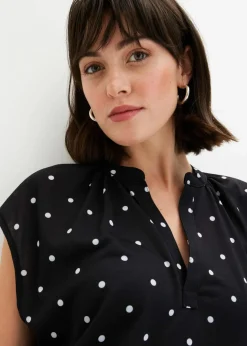 Damen bonprix Nachhaltigere Materialien|Shirts & Tops|Kurzarmshirt mit Henley-Ausschnitt aus Viskosemix