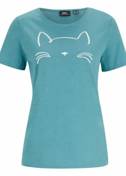 Online Kurzarmshirt mit Katzen-Druck Damen Shirts & Tops|Nachhaltigere Materialien