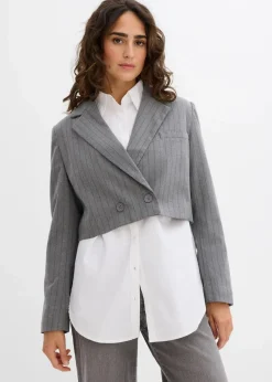 Online Kurzblazer mit Reverskragen Damen Bekleidung·Basics|Nachhaltigere Materialien