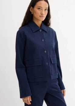Damen bonprix Bekleidung·Hosen|Zweiteiler & Sets|Kurze Übergangsjacke aus elastischem Bio-Baumwoll-Mix