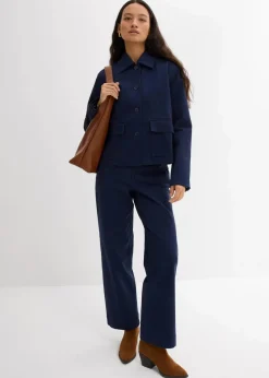 Damen bonprix Bekleidung·Hosen|Zweiteiler & Sets|Kurze Übergangsjacke aus elastischem Bio-Baumwoll-Mix