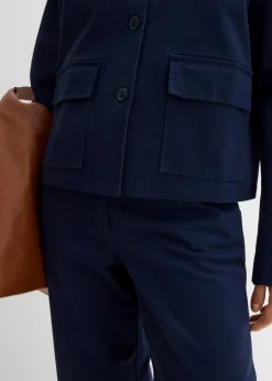 Damen bonprix Bekleidung·Hosen|Zweiteiler & Sets|Kurze Übergangsjacke aus elastischem Bio-Baumwoll-Mix