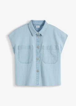 Damen bonprix Bekleidung·Jacken & Mäntel|Blusen & Tuniken|Kurze Boxy-Jeansbluse