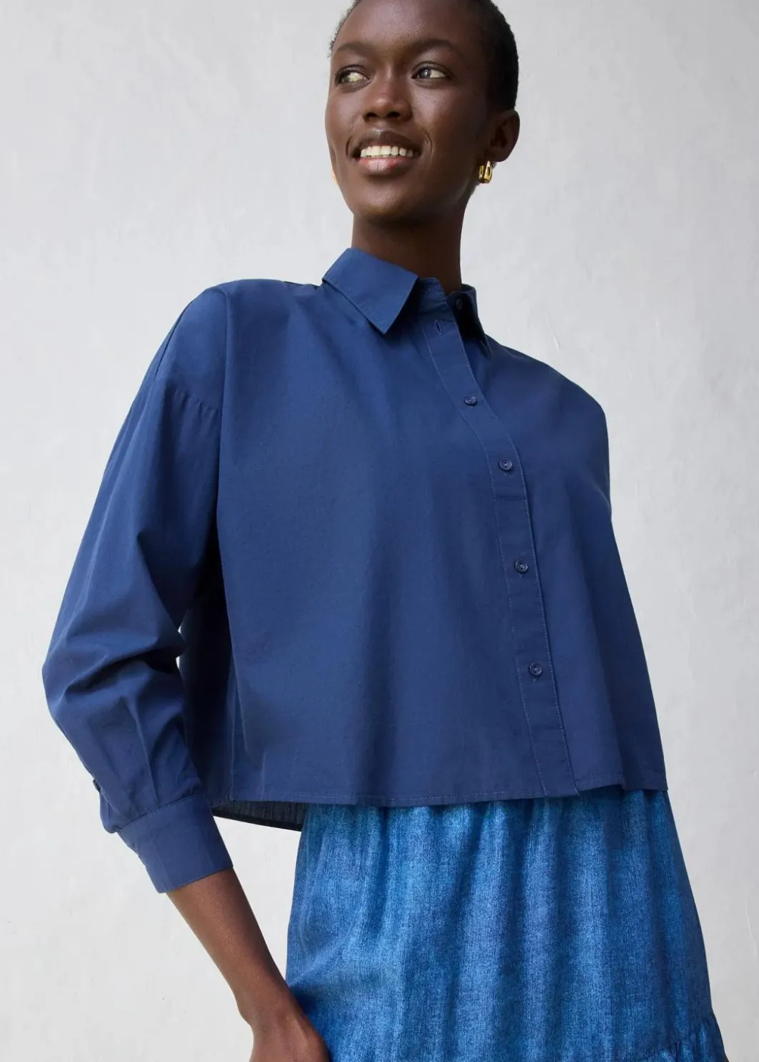 Damen bonprix Blusen & Tuniken|Bekleidung·Jacken & Mäntel|Kurze Oversize Bluse mit Seidenanteil
