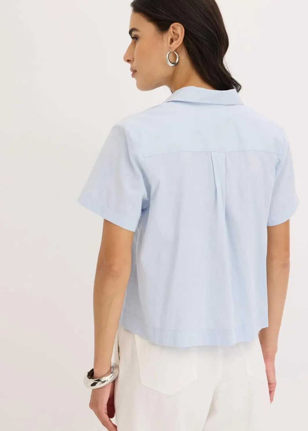 Best Kurze Popeline - Kurzarmbluse aus Baumwolle Damen Bekleidung·Jacken & Mäntel|Blusen & Tuniken