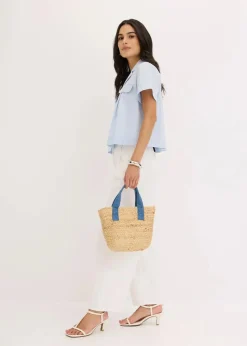Best Kurze Popeline - Kurzarmbluse aus Baumwolle Damen Bekleidung·Jacken & Mäntel|Blusen & Tuniken