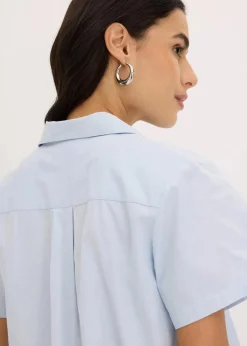 Best Kurze Popeline - Kurzarmbluse aus Baumwolle Damen Bekleidung·Jacken & Mäntel|Blusen & Tuniken