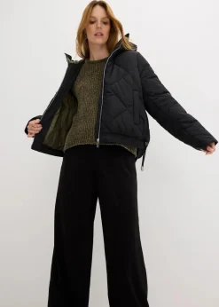 Damen bonprix Jacken & Mäntel|Bekleidung·Hosen|Kurze Steppjacke mit Futter in Kontrastfarbe