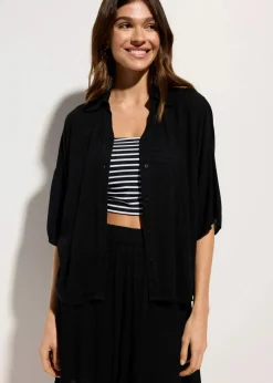 Damen bonprix Strandmode|Blusen & Tuniken|Kurze Strandbluse aus fließender Viskose