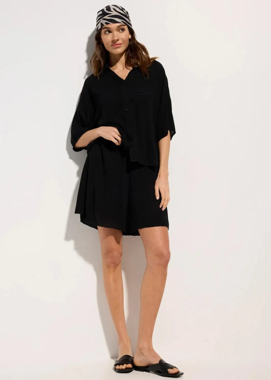Damen bonprix Strandmode|Blusen & Tuniken|Kurze Strandbluse aus fließender Viskose