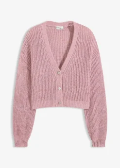 Sale Kurze Strickjacke mit Glitzergarn und Wollanteil Damen Pullover & Strickjacken|Strickmode