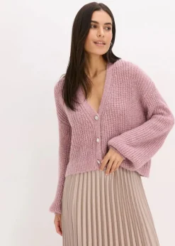 Sale Kurze Strickjacke mit Glitzergarn und Wollanteil Damen Pullover & Strickjacken|Strickmode