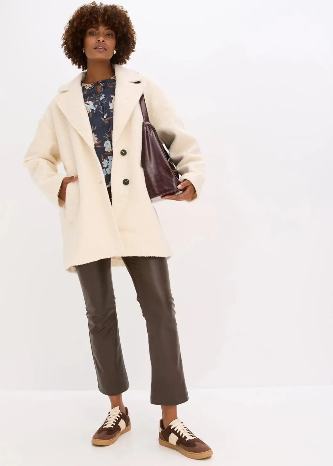 Sale Kurzer Bouclé-Mantel, oversized Damen Bekleidung·Hosen|Jacken & Mäntel