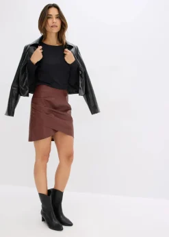 Online Kurzer Lederimitat-Rock Damen Bekleidung·Sportbekleidung|Röcke