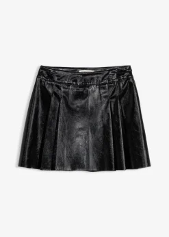 Damen bonprix Nachhaltigere Materialien|Röcke|Kurzer Lederimitat-Rock mit Kellerfalten