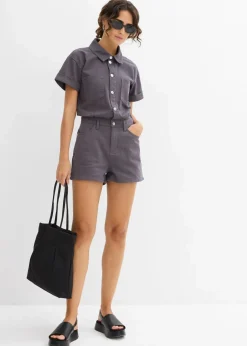 Online Kurzer Overall aus reiner Baumwolle Damen Jumpsuits