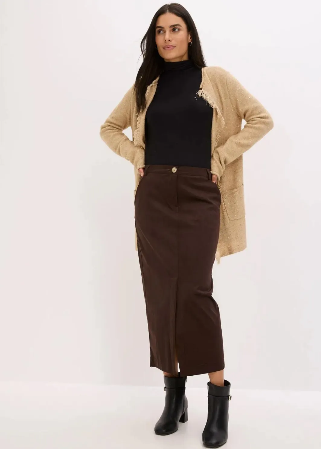 Damen bonprix Bekleidung·Umstandsmode|Bekleidung·Jeans|Kurzer Strickmantel mit Pailetten und Glanzgarn