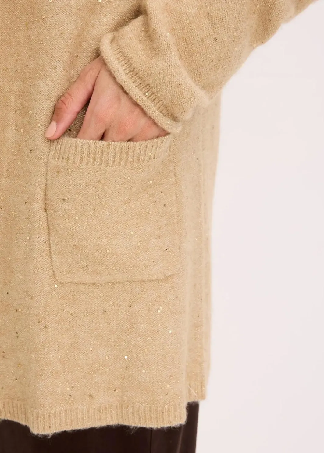 Damen bonprix Bekleidung·Umstandsmode|Bekleidung·Jeans|Kurzer Strickmantel mit Pailetten und Glanzgarn