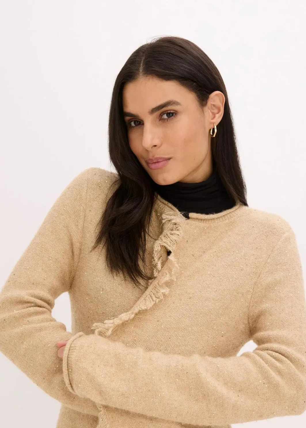 Damen bonprix Bekleidung·Umstandsmode|Bekleidung·Jeans|Kurzer Strickmantel mit Pailetten und Glanzgarn
